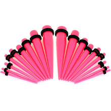 Load image into Gallery viewer, 14G to 00G 18 Piece Ear Stretching Kit in Pink Acrylic Set
