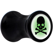 Load image into Gallery viewer, Black Acrylic Green Black Skull Saddle Plug Set 4G
