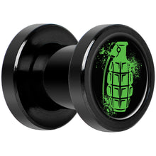 Load image into Gallery viewer, Green Grenade Black Anodized Screw Fit Plug Set 2G

