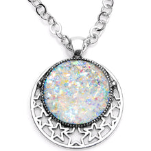 Load image into Gallery viewer, Handmade White Faux Opal Starry Universe Silver Plated Chain Necklace
