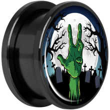Load image into Gallery viewer, Cemetery Zombie Hand Halloween Black Anodized Plug Set 18mm
