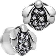 Load image into Gallery viewer, 18mm Clear Gem Steel Allow Me Ladybug Double Flare Tunnel Plug Set
