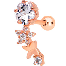 Load image into Gallery viewer, Clear Gem Rose Gold Tone Anodized Cascade Right Cartilage Earring
