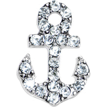 Load image into Gallery viewer, 16G 1/4 Clear Gem Nautical Anchor Cartilage Tragus Earring

