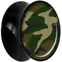 Load image into Gallery viewer, Black Acrylic Woodland Camo Print Saddle Plug Set 18mm
