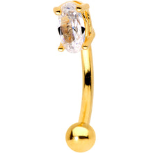 Load image into Gallery viewer, 5/16 Clear CZ Gem Gold Plated Big Bling Curved Eyebrow Ring
