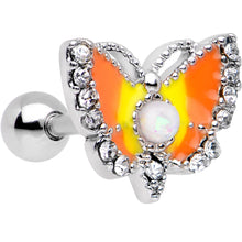 Load image into Gallery viewer, White Faux Opal Orange Butterfly To a Flame Tragus Cartilage Earring
