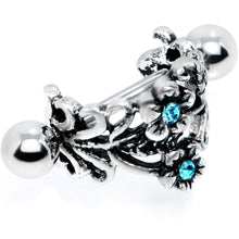 Load image into Gallery viewer, 16G 1/2 Blue Gem Double Daisy Flower Cuff Cartilage Earring

