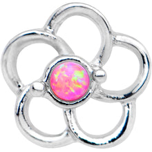 Load image into Gallery viewer, 1/4 Pink Faux Opal Internally Threaded Hollow Flower Labret Monroe
