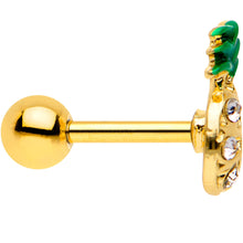 Load image into Gallery viewer, 16G Gem Gold PVD Half Paved Pineapple Cartilage Tragus Earring
