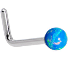 Load image into Gallery viewer, Blue 2.5mm Synthetic Opal Ball L-Shape Nose Ring
