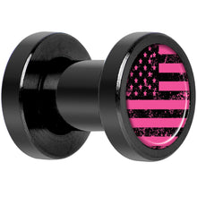 Load image into Gallery viewer, Pink American Flag Black Anodized Screw Fit Plug Set 4G
