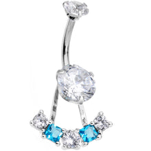 Load image into Gallery viewer, Clear Blue CZ Gem Sassy Sparkle Butterfly Dangle Belly Ring
