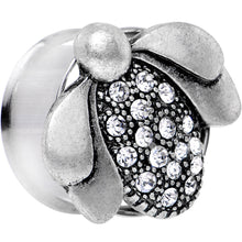 Load image into Gallery viewer, 20mm Clear Gem Steel Allow Me Ladybug Double Flare Tunnel Plug Set
