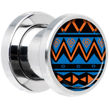 Load image into Gallery viewer, Blue Orange Tribal Print Steel Screw Fit Plug Set 0G
