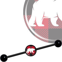 Load image into Gallery viewer, 14G Red Black Plaid Polar Bear Black Industrial Barbell 37mm
