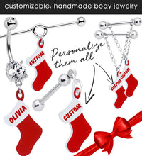 Load image into Gallery viewer, Custom Personalized Holiday Christmas Stocking Dangle Cartilage Earring
