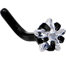 Load image into Gallery viewer, 18G 1/4 Clear Star 3mm CZ Gem Black IP L-Shape Nose Ring
