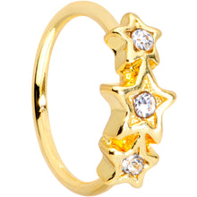 Load image into Gallery viewer, 20G 5/16 Clear Gem Gold Tone Tri Star Seamless Circular Ring
