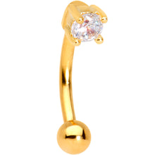 Load image into Gallery viewer, 5/16 Clear CZ Gem Gold IP Fashionista Curved Eyebrow Rook Earring
