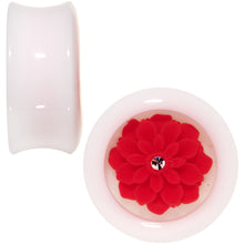 Load image into Gallery viewer, White Acrylic Red Marigold Insert Saddle Plug Set Available in Sizes 12mm to 26mm
