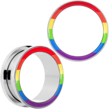 Load image into Gallery viewer, Rainbow Unity Pride Screw Fit Tunnel Plug Set 2G to 1"
