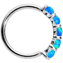 Load image into Gallery viewer, 18G Blue Synthetic Opal 14k White Gold Seamless Circular Ring
