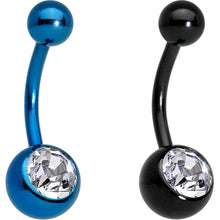 Load image into Gallery viewer, Clear Gem Multi Color Anodized Titanium Belly Ring Set of 5
