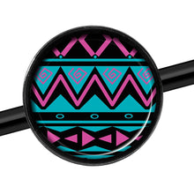 Load image into Gallery viewer, 14G Pink Teal Tribal Pattern Black Industrial Barbell 37mm
