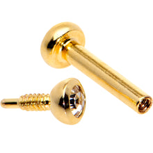 Load image into Gallery viewer, Clear 2mm Gem Gold Tone Internally Threaded Cartilage Earring
