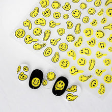 Load image into Gallery viewer, Yellow Smiles Sun Moon Clouds 3D Nail Stickers For Halloween Theme Slider Decals Nail Art Decorations Design  3D Self-Adhesive Nail Decorations Accessories Women Girls Manicure Decorations Nail Art Supplies Water Transfer Decals
