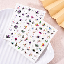 Load image into Gallery viewer, Yellow Smiles Sun Moon Clouds 3D Nail Stickers For Halloween Theme Slider Decals Nail Art Decorations Design  3D Self-Adhesive Nail Decorations Accessories Women Girls Manicure Decorations Nail Art Supplies Water Transfer Decals
