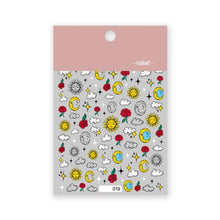 Load image into Gallery viewer, Yellow Smiles Sun Moon Clouds 3D Nail Stickers For Halloween Theme Slider Decals Nail Art Decorations Design  3D Self-Adhesive Nail Decorations Accessories Women Girls Manicure Decorations Nail Art Supplies Water Transfer Decals
