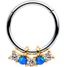 Load image into Gallery viewer, 16G 5/16 Blue Synthetic Opal Dazzle Hinged Segment Ring
