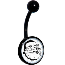 Load image into Gallery viewer, Christmas Retro Santa Ho Ho Ho Black Belly Ring
