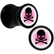 Load image into Gallery viewer, Black Acrylic Pink Black Skull Saddle Plug Set 2G
