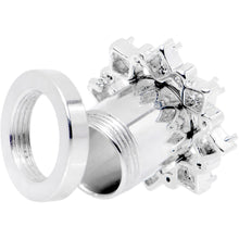 Load image into Gallery viewer, 0G Clear Gem Flower Frame Screw Fit Tunnel Plug Set
