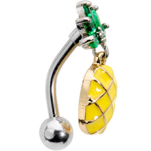 Load image into Gallery viewer, Green CZ Gem Princess Pineapple Top Mount Belly Ring
