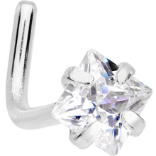 Load image into Gallery viewer, 20G 1/4 Clear Square 2.5mm CZ Gem Steel L-Shape Nose Ring
