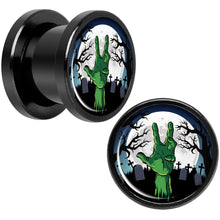 Load image into Gallery viewer, Cemetery Zombie Hand Halloween Black Anodized Plug Set 00G
