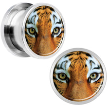 Load image into Gallery viewer, Full Color Tiger Eyes Steel Screw Fit Plug Set 1/2
