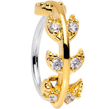 Load image into Gallery viewer, 18G 5/16 Clear CZ Gem Gold Tone Leafy Seamless Circular Ring
