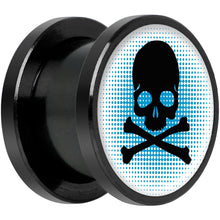 Load image into Gallery viewer, Blue Black Skull Black Anodized Screw Fit Plug Set 1/2
