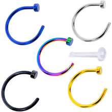 Load image into Gallery viewer, 20G 5/16 Pack Set of 5 Assorted Stainless Steel Nose Hoop Rings
