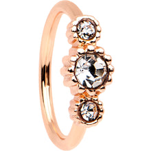 Load image into Gallery viewer, 20G Clear CZ Gem Rose Gold IP Triplet Seamless Circular Ring

