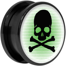 Load image into Gallery viewer, Green Black Skull Black Anodized Screw Fit Plug Set 20mm
