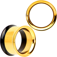 Load image into Gallery viewer, Gold PVD Black Two Tone Screw Fit Tunnel Plug Set 3mm to 16mm
