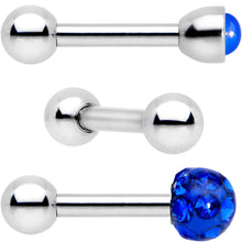Load image into Gallery viewer, 16G 1/4 Blue Faux Opal Inlay Cartilage Tragus Earring 3 Pack Set
