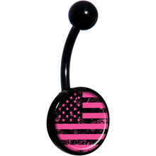 Load image into Gallery viewer, Pink American Flag Black Belly Ring
