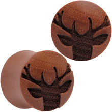 Load image into Gallery viewer, Organic Sawo Wood Holiday Antler Deer Saddle Plug Set Sizes 8mm to 25mm
